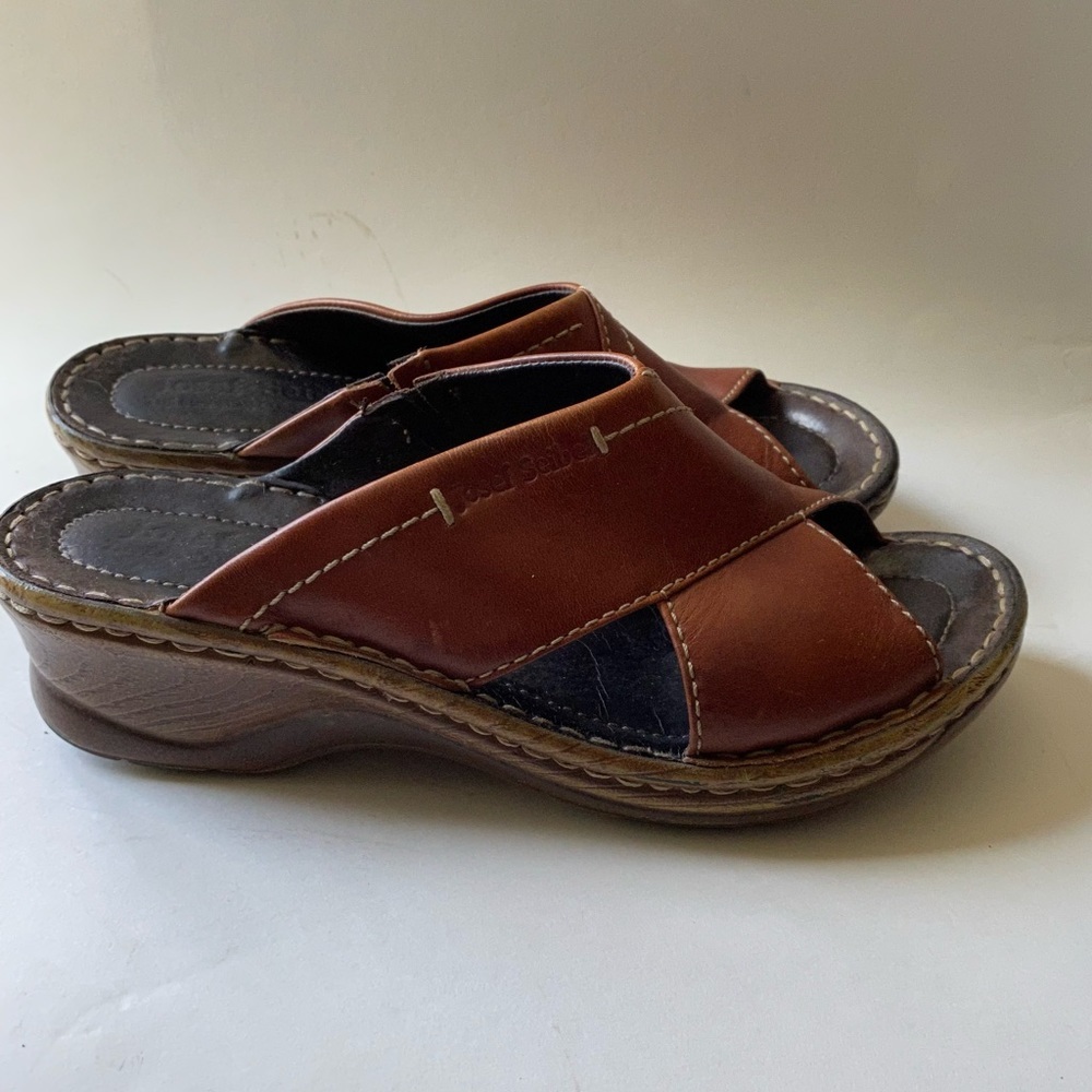 Josef Seibel Sandales Womens Size 38 (7-7.5) Slip On Clogs Open Toe Brown